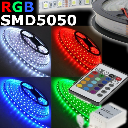 5 meter 5050 RGB SMD Waterproof 150 LED Strip + 24 keys IR AB/Co